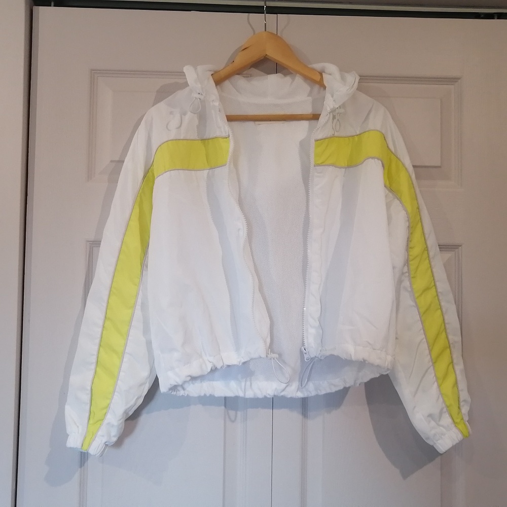 URBAN NATION White/Lemon Crop Windbreaker NWOT